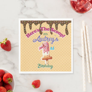 Here's the Scoop Waffle Cone Invitation Napkin