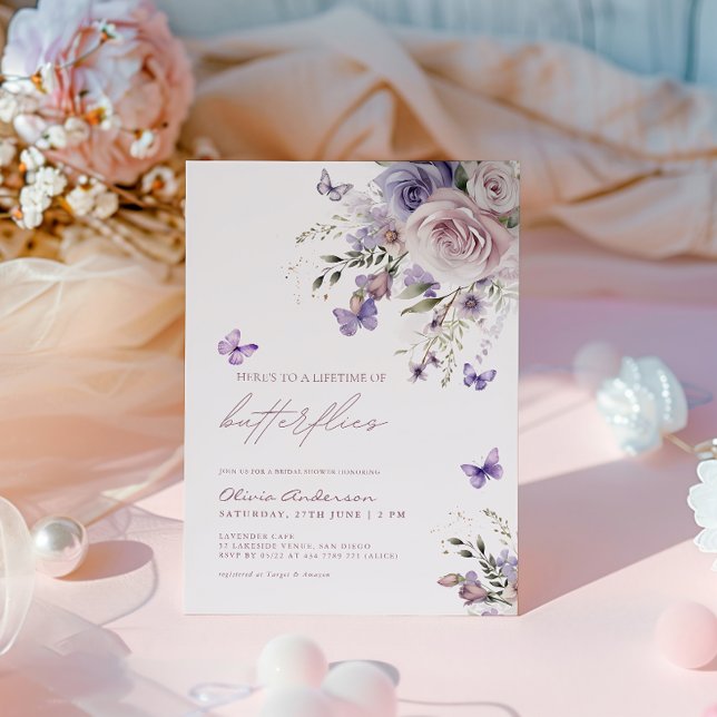 Here's To A Lifetime Of Butterflies Bridal Shower Invitation (Creator Uploaded)