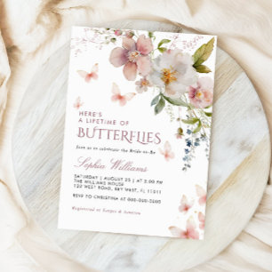 Here's To A Lifetime Of Butterflies Bridal Shower Invitation