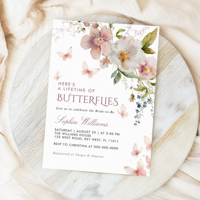 Here's To A Lifetime Of Butterflies Bridal Shower Invitation (Creator Uploaded)