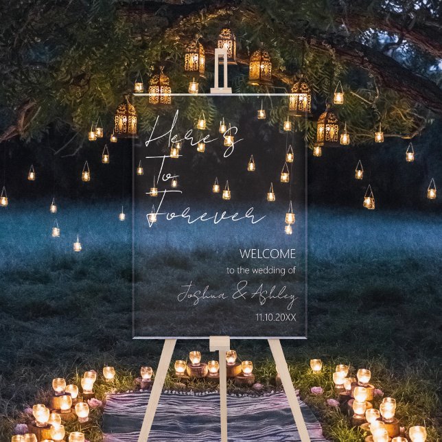 Here's To Forever Elegant White Wedding Welcome Acrylic Sign (Here's To Forever Elegant White Wedding Welcome Acrylic Sign
)