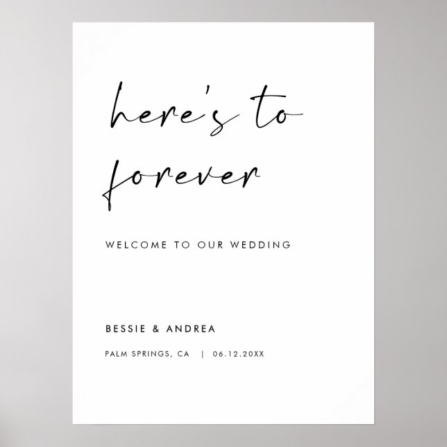 Here's to Forever Modern Wedding Welcome Poster (Front)