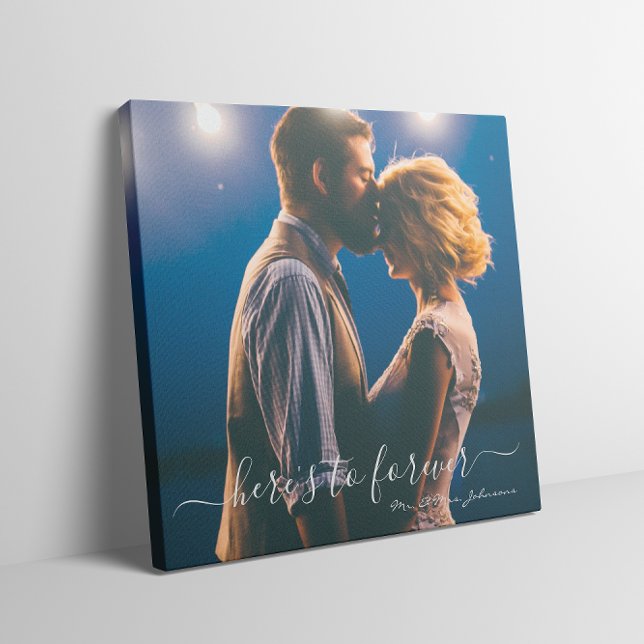 Here's To Forever Script Mr Mrs Wedding Photo Canvas Print (Here's To Forever Script Mr Mrs Wedding Photo Canvas Print
)