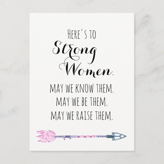 Here's to Strong Woman Quote Tribal Arrow Postcard (Front)