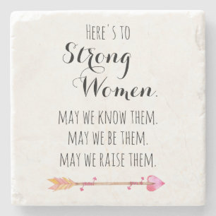 Here's to Strong Woman Quote Tribal Arrow Stone Coaster