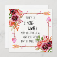 Here's to Strong Women Quote Tribal Arrow Floral 