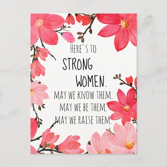 Here's to Strong Women Watercolor Floral Clematis Postcard (Front)