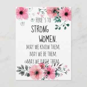 Here's to Strong Women Watercolor Floral Postcard