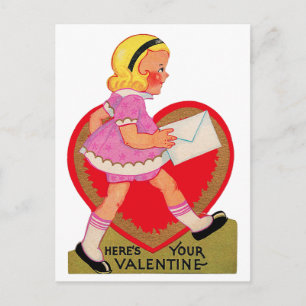 Here's Your Valentine Girl Holiday Postcard