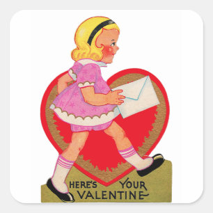Here's Your Valentine Girl Square Sticker