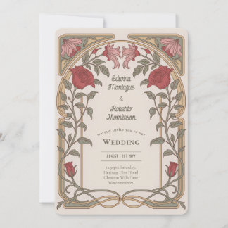 Heritage Art Nouveau Floral Wedding Vintage Invitation