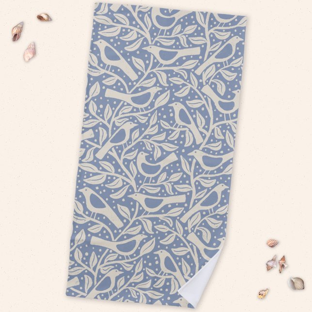 Heritage Birds and Branches Nature Beach Towel (Heritage Arts and Crafts style birds and branches beach towel)