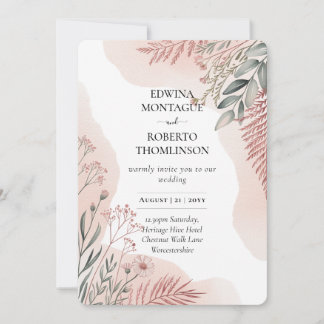 Heritage Blush and Sage Botanical Wedding Invitation