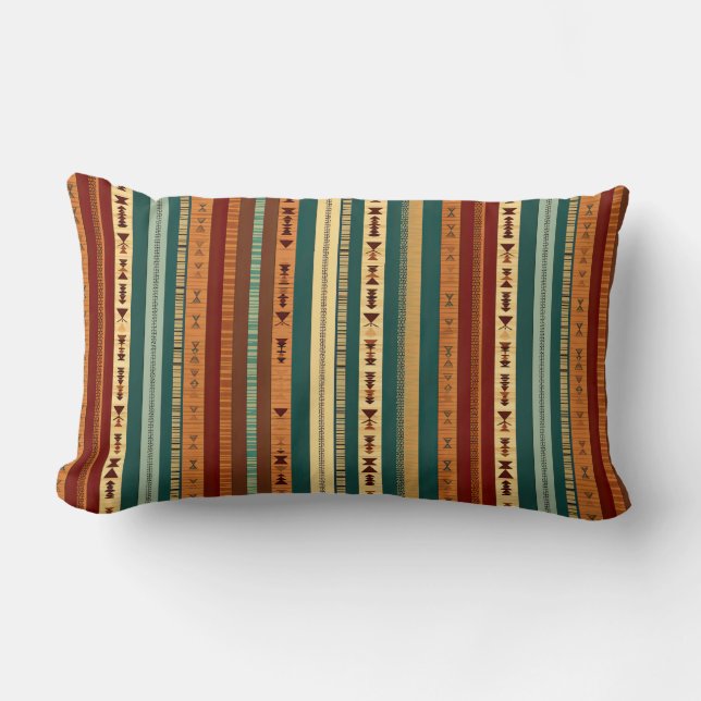 Heritage Boho Stripe Art Lumbar Cushion (Front)