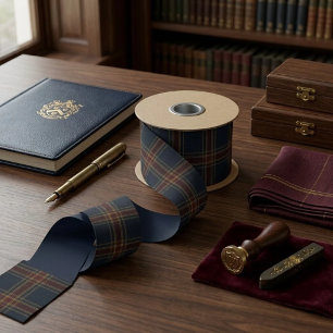 Heritage Burgundy Tartan Plaid Luxury Old Money Satin Ribbon