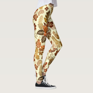 Heritage Copper Warm Gold Floral Design Leggings