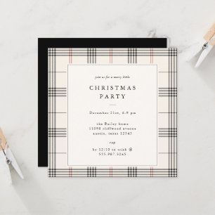 HERITAGE Cream Tartan Christmas Party Invitation