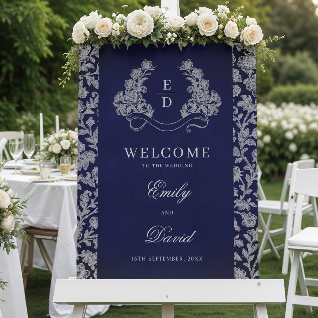 Heritage Crest Monogram Wedding Welcome Acrylic Sign (Creator Uploaded)