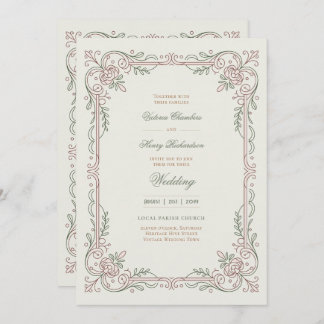 Heritage | Edwardian Rose Filigree Wedding Invitation