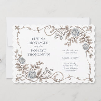 Heritage Elegant Victorian Botanical Wedding Invitation