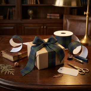 Heritage Evergreen Tartan Plaid   Luxury Winter  Satin Ribbon
