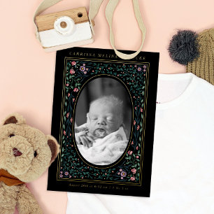 Heritage Floral Frame Oval Photo Black Birth