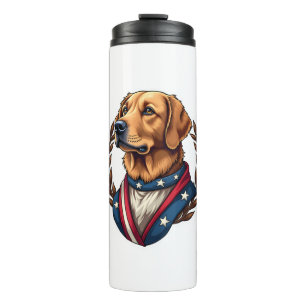 Heritage Golden Retriever Patriotic Vintage Tee 4 Thermal Tumbler
