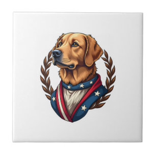 Heritage Golden Retriever Patriotic Vintage Tee 4 Tile