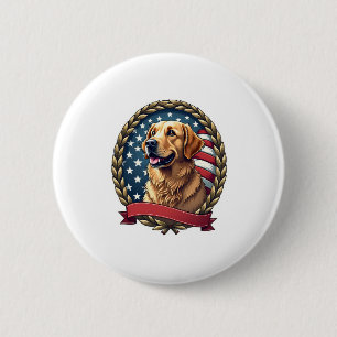 Heritage Golden Retriever Patriotic Vintage Tee 6 Cm Round Badge