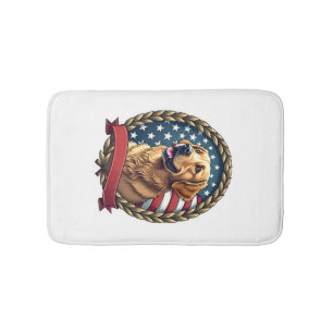 Heritage Golden Retriever Patriotic Vintage Tee Bath Mat