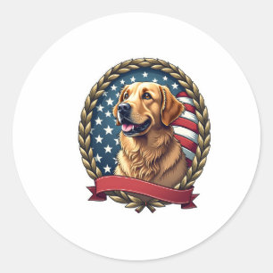 Heritage Golden Retriever Patriotic Vintage Tee Classic Round Sticker