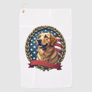 Heritage Golden Retriever Patriotic Vintage Tee Golf Towel