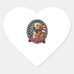 Heritage Golden Retriever Patriotic Vintage Tee Heart Sticker