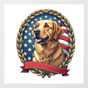 Heritage Golden Retriever Patriotic Vintage Tee Window Cling