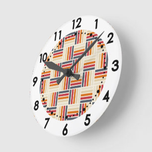 Heritage Grid Quilt seamless pattern Round Clock