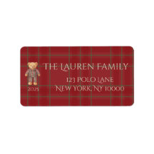 Heritage Holiday Bear Return Address Label