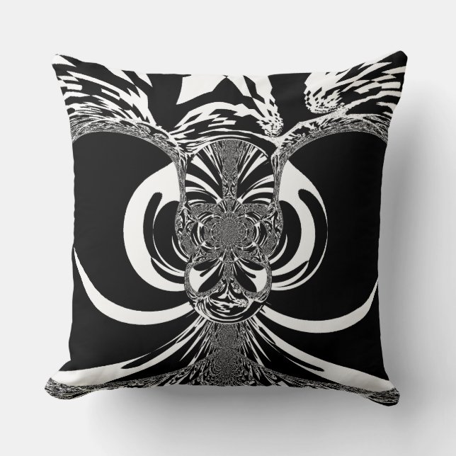 Heritage in Contrast: African Ethnic Black & White Cushion (Front)