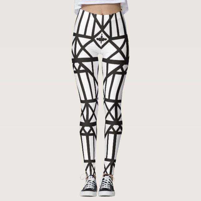Heritage Lattice line Tudor Architecture inspired Leggings (Front)