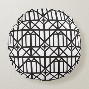 Heritage Lattice line Tudor Architecture inspired Round Cushion