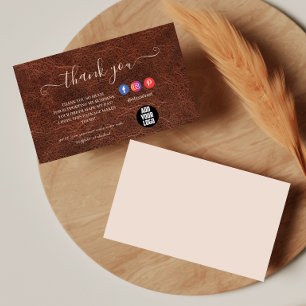 Heritage Leather Texture Professional Thank You Card