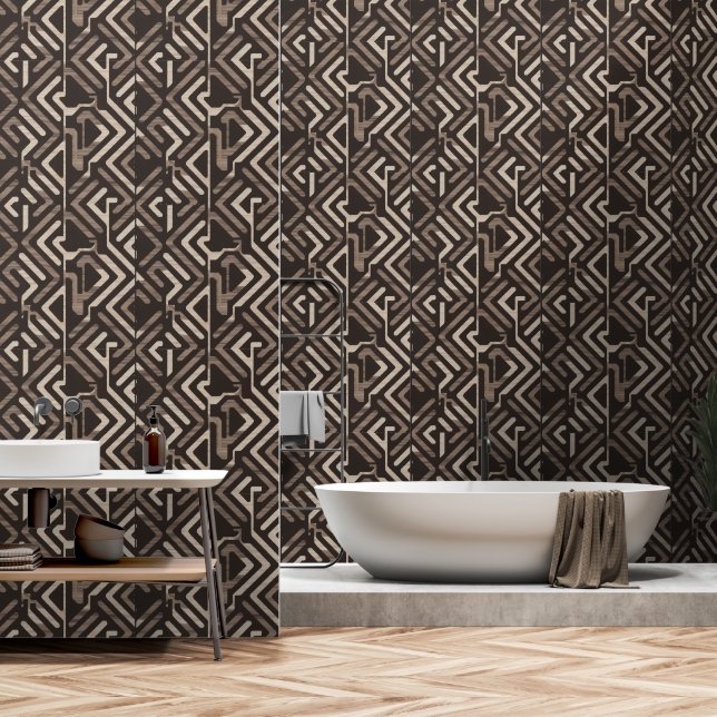 Heritage Luxe (Indigo + Earth) Luxury Wallpaper (Bathroom)