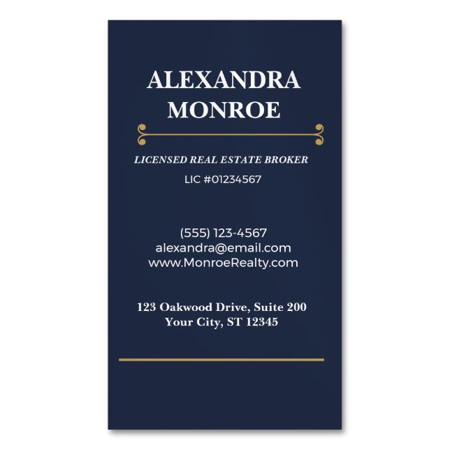 Heritage Luxury Magnetic Real Estate Magnetic Business Card (Front Vertical)