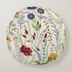 Heritage Meadow Garden Multicolored Round Cushion