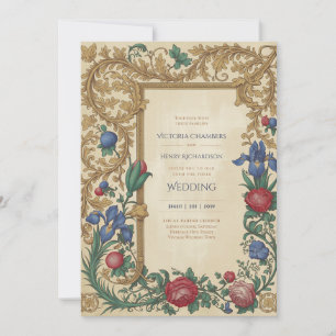 Heritage   Medieval Renaissance Gold Jewel Wedding Invitation