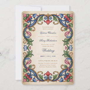 Heritage   Medieval Renaissance Gold Jewel Wedding Invitation