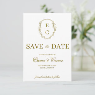 Heritage Monogram Crest Wedding RSVP Bronze Save The Date