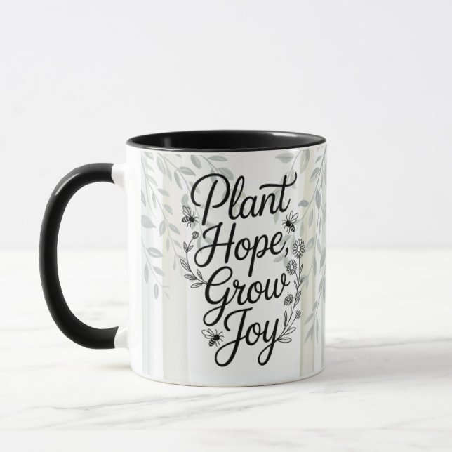 Heritage Plant Hope Grow Joy Botanical Quote Mug (Left)