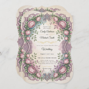Heritage Rococo and Victorian Botanical Wedding Invitation