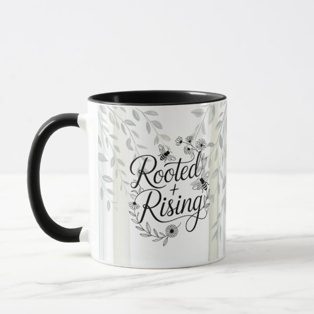 Heritage Rooted and Rising Botanical Quote Mug (Left)