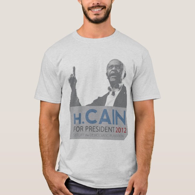 Herman Cain Democratic Plantation Blue T-Shirt (Front)